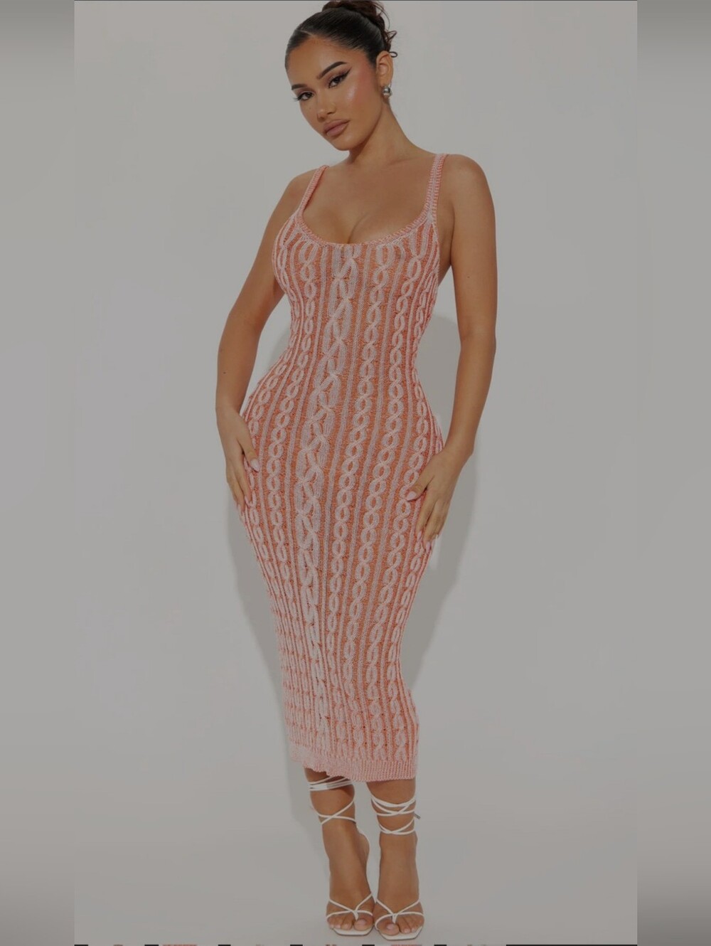 Fashion Nova Pink Crochet Midi Dress